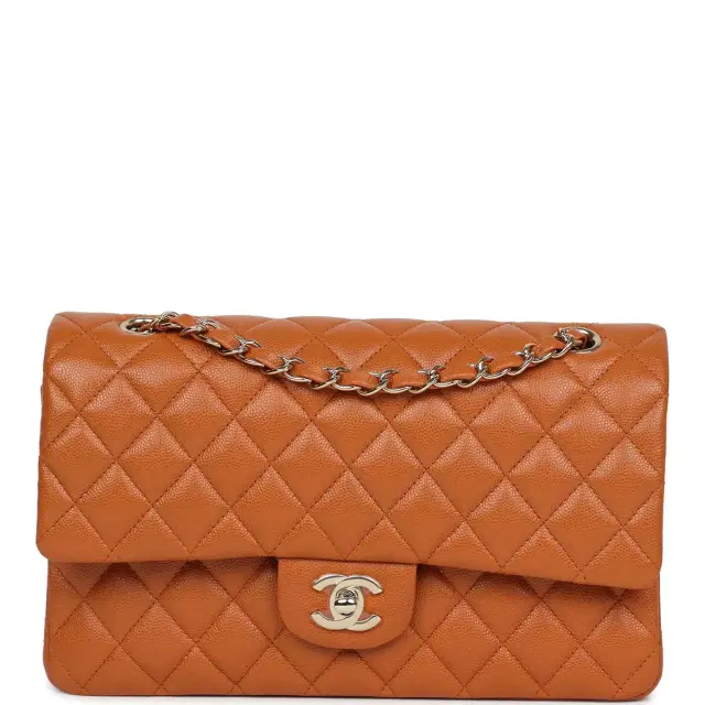 Chanel Chanel Medium Classic Double Flap Bag Caramel Shiny Caviar Light Gold Hardware