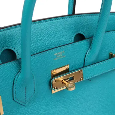 HERMÈS Hermes Birkin 30 Bleu Paon Epsom Gold Hardware | Thumbnail 7 HERMÈS Hermes Birkin 30 Bleu Paon Epsom Gold Hardware | Thumbnail 7