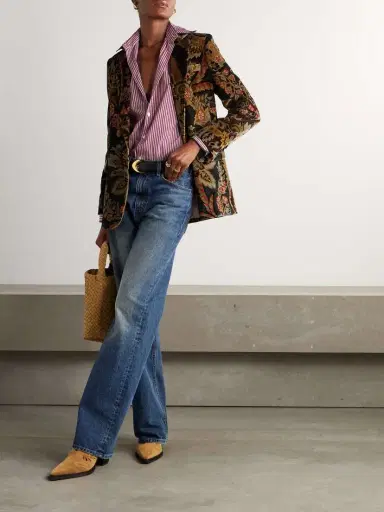 Etro Velvet-trimmed Striped Cotton-poplin Shirt | Thumbnail 2