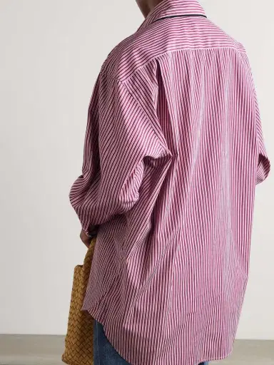 Etro Velvet-trimmed Striped Cotton-poplin Shirt | Thumbnail 4
