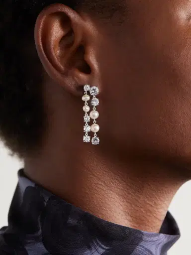 Completedworks Recycled Silver, Pearl And Cubic Zirconia Earrings | Thumbnail 2