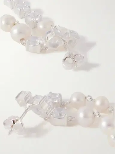 Completedworks Recycled Silver, Pearl And Cubic Zirconia Earrings | Thumbnail 3