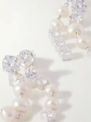 Completedworks Recycled Silver, Pearl And Cubic Zirconia Earrings | Thumbnail 4