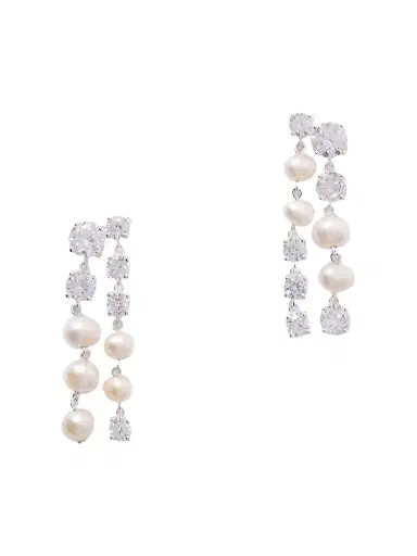 Completedworks Recycled Silver, Pearl And Cubic Zirconia Earrings | Thumbnail 1