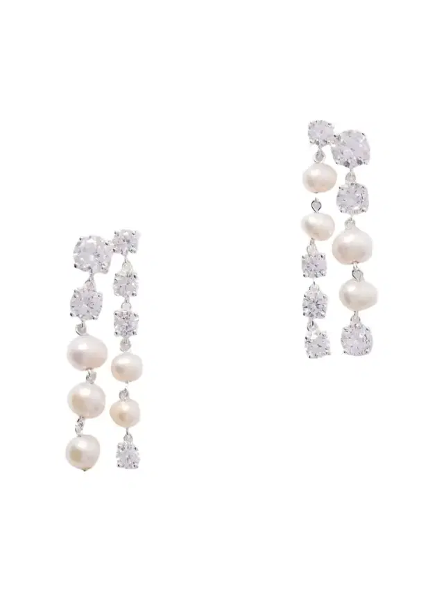 Completedworks Recycled Silver, Pearl And Cubic Zirconia Earrings