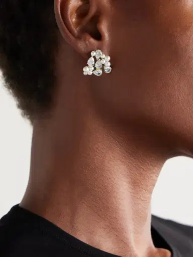 Completedworks plated Recycled Silver, Cubic Zirconia And Pearl Earrings | Thumbnail 2
