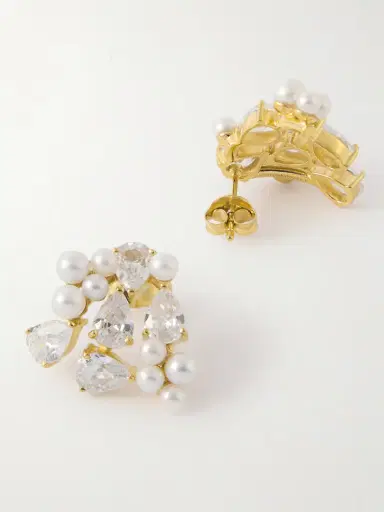 Completedworks plated Recycled Silver, Cubic Zirconia And Pearl Earrings | Thumbnail 3