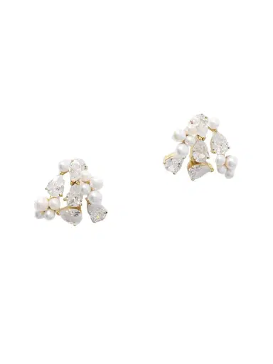 Completedworks plated Recycled Silver, Cubic Zirconia And Pearl Earrings | Thumbnail 1