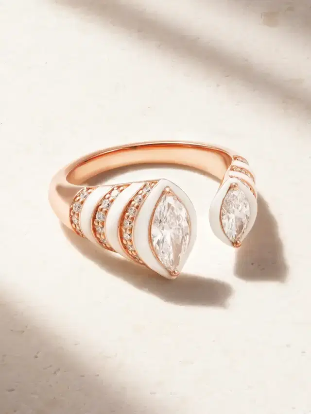 18-karat Rose Gold, Enamel And Diamond Ring