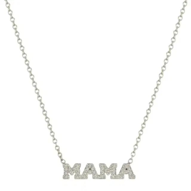 Itty Bitty Pave Diamond MAMA Necklace