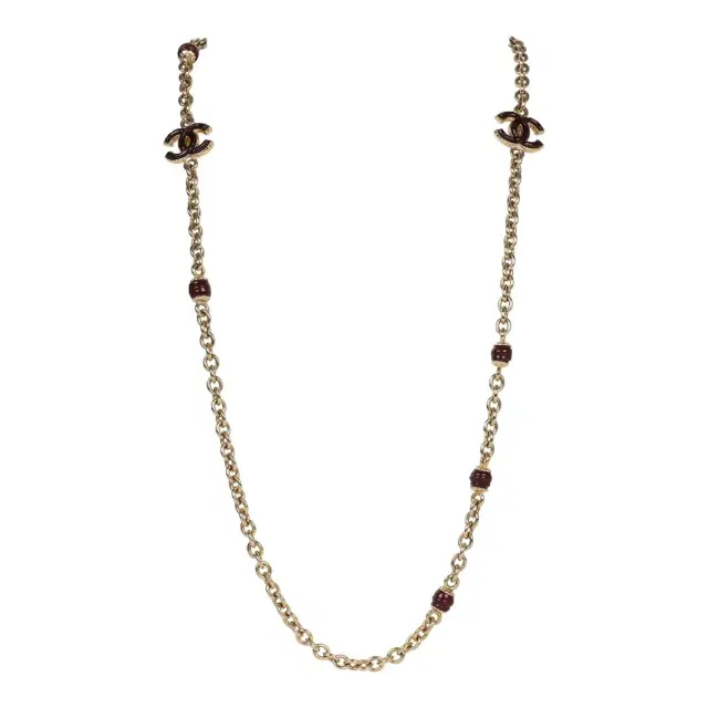Chanel Chanel CC Gripoix Burgundy Beaded Necklace Gold Hardware