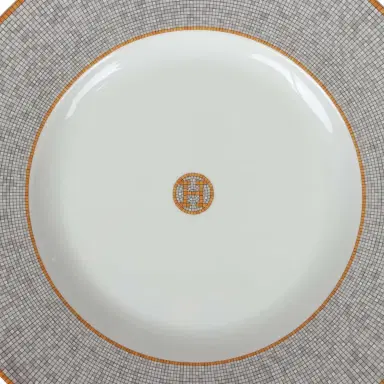 HERMÈS Hermes "Mosaique Au 24" Gold Porcelain Presentation Plate Set | Thumbnail 2
