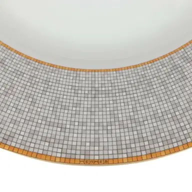 HERMÈS Hermes "Mosaique Au 24" Gold Porcelain Presentation Plate Set | Thumbnail 3