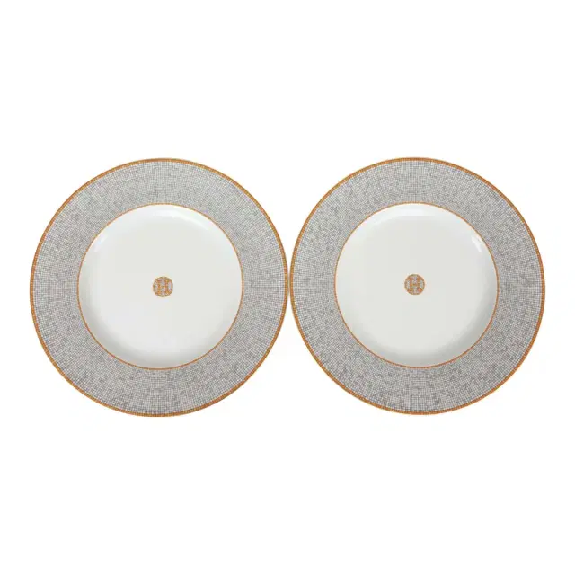 HERMÈS Hermes "Mosaique Au 24" Gold Presentation Plate Set
