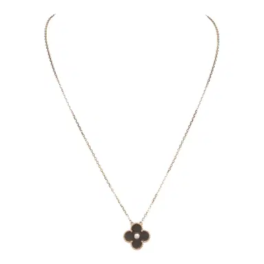 Van Cleef & Arpels Van Cleef & Arpels 2023 Holiday Vintage Alhambra Obsidian Pendant Necklace | Thumbnail 1 Van Cleef & Arpels Van Cleef & Arpels 2023 Holiday Vintage Alhambra Obsidian Pendant Necklace | Thumbnail 1