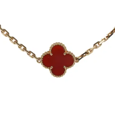 Van Cleef & Arpels Van Cleef & Arpels Vintage Alhambra 20 Motif Necklace Carnelian 18K Yellow Gold Hardware | Thumbnail 2 Van Cleef & Arpels Van Cleef & Arpels Vintage Alhambra 20 Motif Necklace Carnelian 18K Yellow Gold Hardware | Thumbnail 2