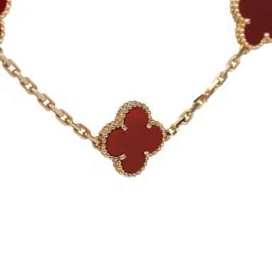 Van Cleef & Arpels Van Cleef & Arpels Vintage Alhambra 20 Motif Necklace Carnelian 18K Yellow Gold Hardware | Thumbnail 3 Van Cleef & Arpels Van Cleef & Arpels Vintage Alhambra 20 Motif Necklace Carnelian 18K Yellow Gold Hardware | Thumbnail 3