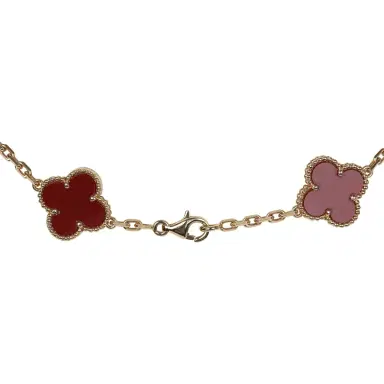 Van Cleef & Arpels Van Cleef & Arpels Vintage Alhambra 20 Motif Necklace Carnelian 18K Yellow Gold Hardware | Thumbnail 5 Van Cleef & Arpels Van Cleef & Arpels Vintage Alhambra 20 Motif Necklace Carnelian 18K Yellow Gold Hardware | Thumbnail 5