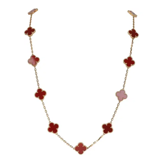 Van Cleef & Arpels Van Cleef & Arpels Vintage Alhambra 20 Motif Necklace Carnelian 18K Yellow Gold Hardware