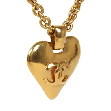 Chanel Vintage Chanel Gold CC Heart Pendant Necklace Gold Hardware | Thumbnail 3 Chanel Vintage Chanel Gold CC Heart Pendant Necklace Gold Hardware | Thumbnail 3
