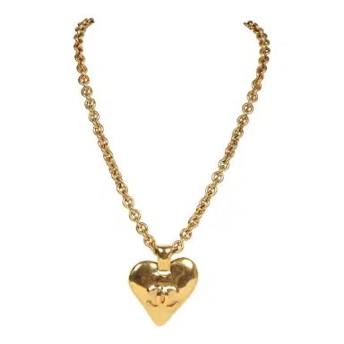 Chanel Vintage Chanel Gold CC Heart Pendant Necklace Gold Hardware | Thumbnail 1 Chanel Vintage Chanel Gold CC Heart Pendant Necklace Gold Hardware | Thumbnail 1