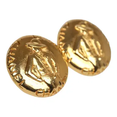 Chanel Vintage Chanel Round Coco Mademoiselle Earrings Gold Hardware | Thumbnail 2 Chanel Vintage Chanel Round Coco Mademoiselle Earrings Gold Hardware | Thumbnail 2