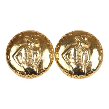 Chanel Vintage Chanel Round Coco Mademoiselle Earrings Gold Hardware | Thumbnail 1 Chanel Vintage Chanel Round Coco Mademoiselle Earrings Gold Hardware | Thumbnail 1