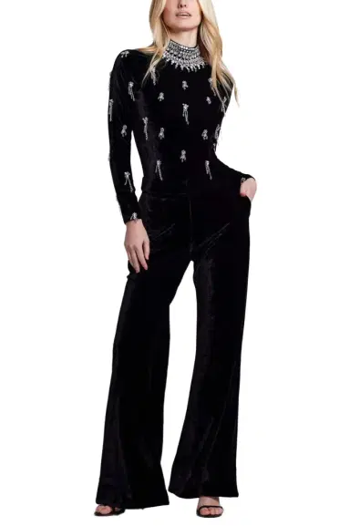 PatBo PREORDER: VELVET WIDE LEG PANT | Thumbnail 1