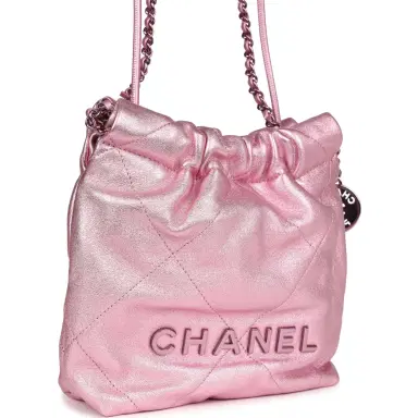 Chanel Chanel Mini 22 Bag Pink Metallic Lambskin Lacquered Metal Hardware | Thumbnail 2 Chanel Chanel Mini 22 Bag Pink Metallic Lambskin Lacquered Metal Hardware | Thumbnail 2