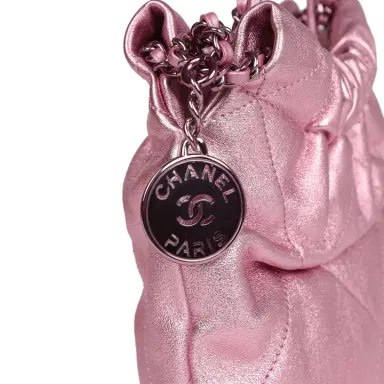 Chanel Chanel Mini 22 Bag Pink Metallic Lambskin Lacquered Metal Hardware | Thumbnail 6 Chanel Chanel Mini 22 Bag Pink Metallic Lambskin Lacquered Metal Hardware | Thumbnail 6