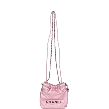 Chanel Chanel Mini 22 Bag Pink Metallic Lambskin Lacquered Metal Hardware | Thumbnail 7 Chanel Chanel Mini 22 Bag Pink Metallic Lambskin Lacquered Metal Hardware | Thumbnail 7
