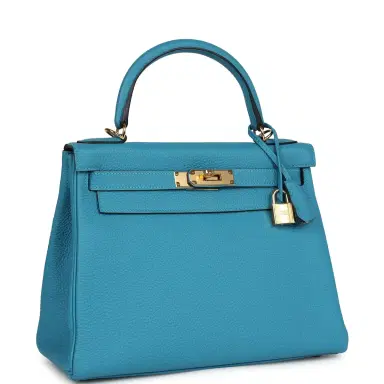 HERMÈS Pre-owned Hermes Kelly Retourne 28 Bleu Turquoise Togo Gold Hardware | Thumbnail 2 HERMÈS Pre-owned Hermes Kelly Retourne 28 Bleu Turquoise Togo Gold Hardware | Thumbnail 2