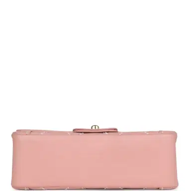 Chanel Vintage Chanel Mini Wild Stitch Surpique Top Handle Flap Bag Pink Calfskin Gold Hardware | Thumbnail 6