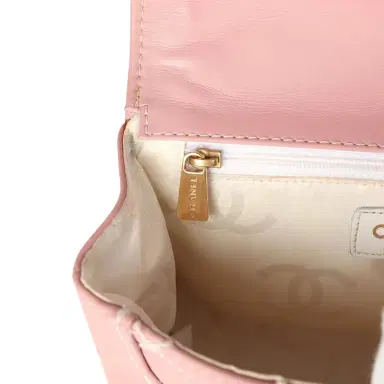 Chanel Vintage Chanel Mini Wild Stitch Surpique Top Handle Flap Bag Pink Calfskin Gold Hardware | Thumbnail 8