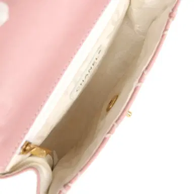 Chanel Vintage Chanel Mini Wild Stitch Surpique Top Handle Flap Bag Pink Calfskin Gold Hardware | Thumbnail 9