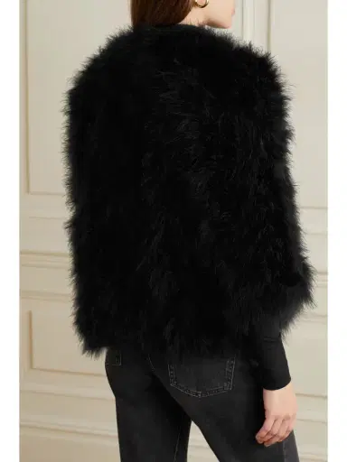 Yves Salomon Cropped Feathered Satin Jacket | Thumbnail 3