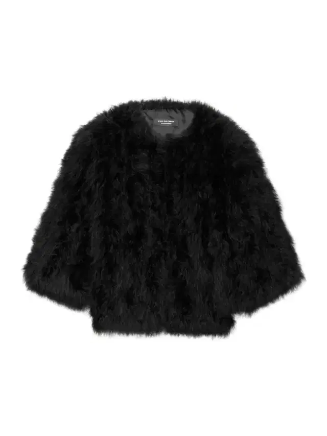 Cropped Feathered Satin Jacket