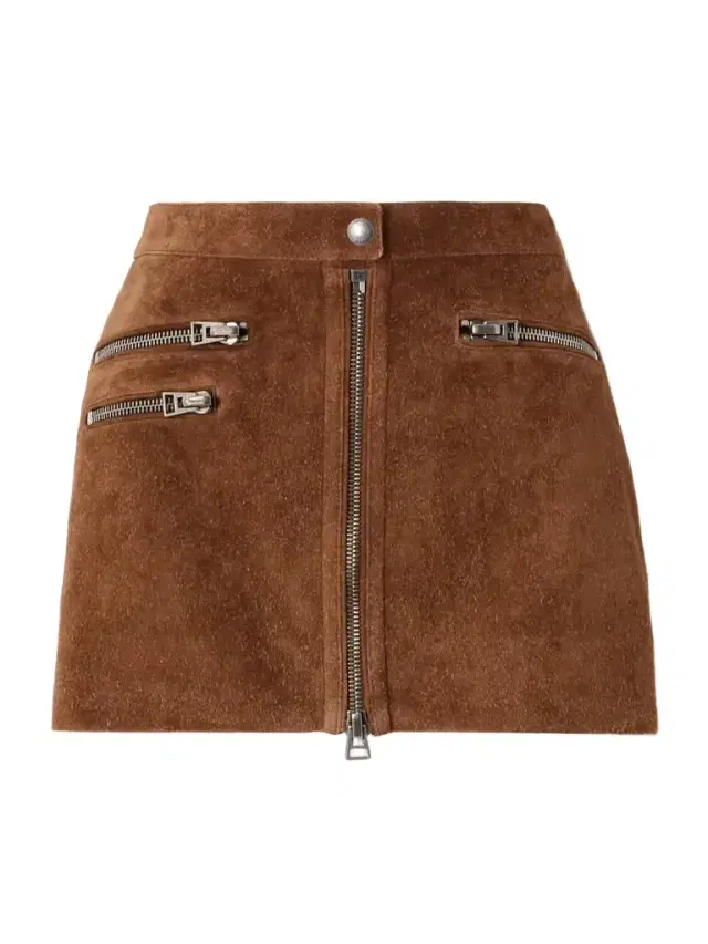 Zip-embellished Suede Mini Skirt