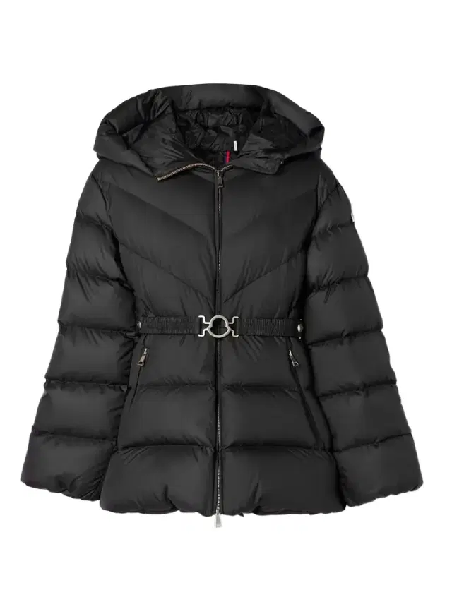 Moncler Brosse Belted Hooded Appliquéd Quilted Shell Down Jacket