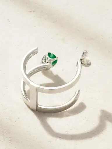 Repossi Serti Sur Vide 18-karat White Gold, Diamond And Emerald Ring | Thumbnail 3 Repossi Serti Sur Vide 18-karat White Gold, Diamond And Emerald Ring | Thumbnail 3