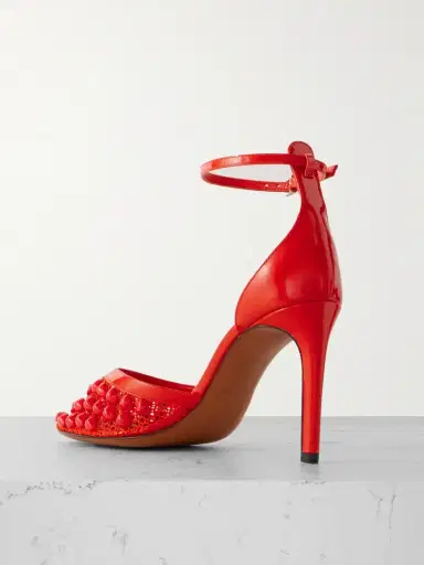 Alaïa 90 Embellished Fishnet And Patent-leather Pumps | Thumbnail 3 Alaïa 90 Embellished Fishnet And Patent-leather Pumps | Thumbnail 3