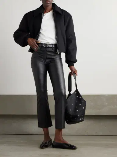 Joseph Duke Cropped Leather Flared Pants | Thumbnail 2 Joseph Duke Cropped Leather Flared Pants | Thumbnail 2