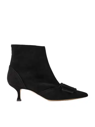 Manolo Blahnik Baylow 50 Buckled Suede Ankle Boots | Thumbnail 1 Manolo Blahnik Baylow 50 Buckled Suede Ankle Boots | Thumbnail 1