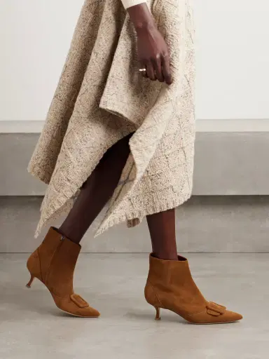 Manolo Blahnik Baylow 50 Buckled Suede Ankle Boots | Thumbnail 2 Manolo Blahnik Baylow 50 Buckled Suede Ankle Boots | Thumbnail 2
