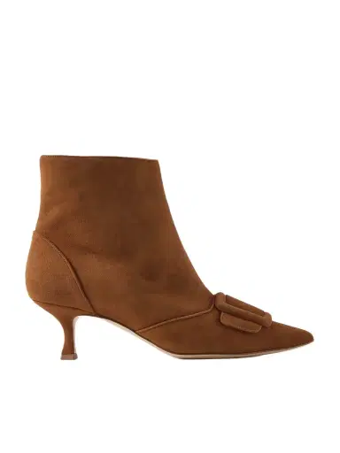 Manolo Blahnik Baylow 50 Buckled Suede Ankle Boots | Thumbnail 1 Manolo Blahnik Baylow 50 Buckled Suede Ankle Boots | Thumbnail 1