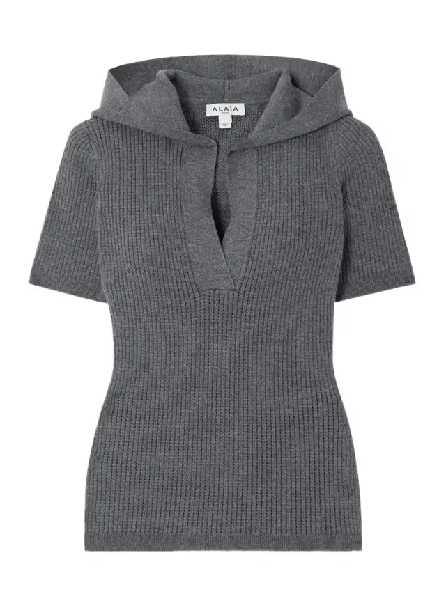 Ribbed Hooded Wool-blend Polo Top