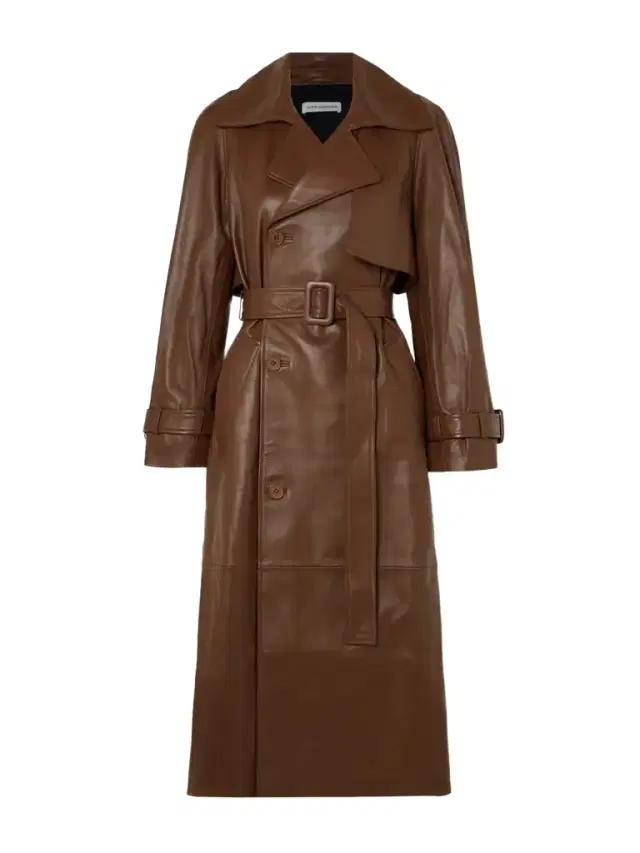 Henri Belted Double-breasted Leather Trench Coat