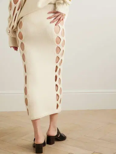 Diotima Steer Cutout Ribbed Wool-blend Midi Skirt | Thumbnail 3