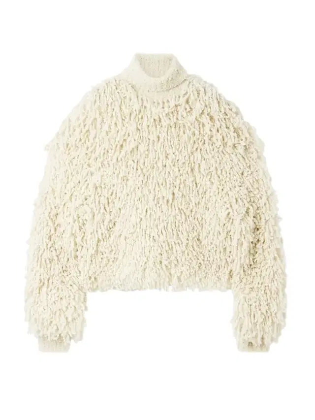 Moka Fringed Wool-blend Bouclé Tutleneck Sweater