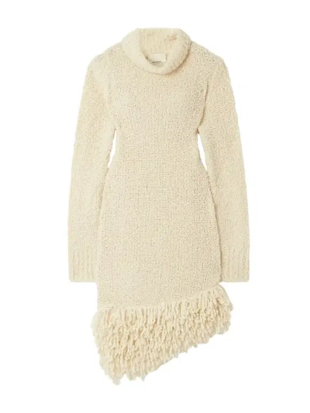 Fringed Wool-blend Bouclé Turtleneck Midi Dress